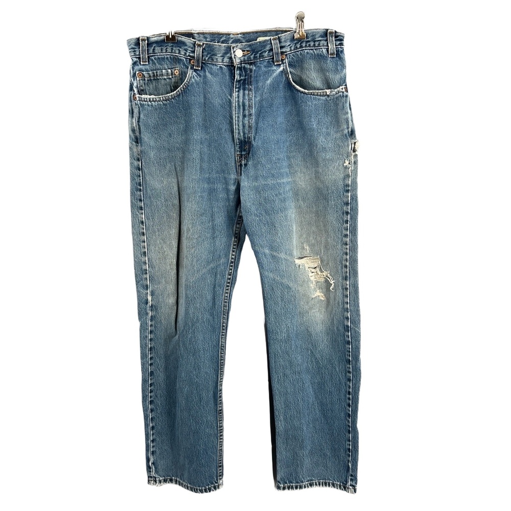 VTG Levis 505 Jean Mens Blue Straight Leg Distressed 2000 Grunge Y2K USA W38 L30